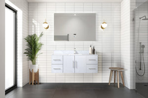 English Elm Glossy White Bath Vanity 48-in Compatible Top Width, Solid Wood Frame, Soft-Close Drawers, Fully Assembled Cabinet 22-in D B2731P258489