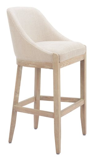 Zuo Modern Calmo Barstool Beige - Modern Design Meets Functionality With Premium Comfort For Your Home Space Beige 100% Polyester,Plywood,Solid Ash Wood 110647-zuo-modern