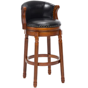 English Elm Cow Leather Swivel Barstool Solid Hardwood Frame 360 Spin Kitchen Counter Seating W2195P399438