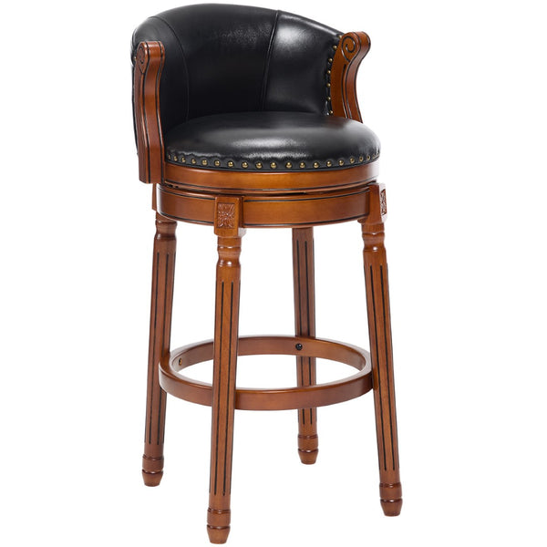 English Elm Cow Leather Swivel Barstool Solid Hardwood Frame 360 Spin Kitchen Counter Seating W2195P399438