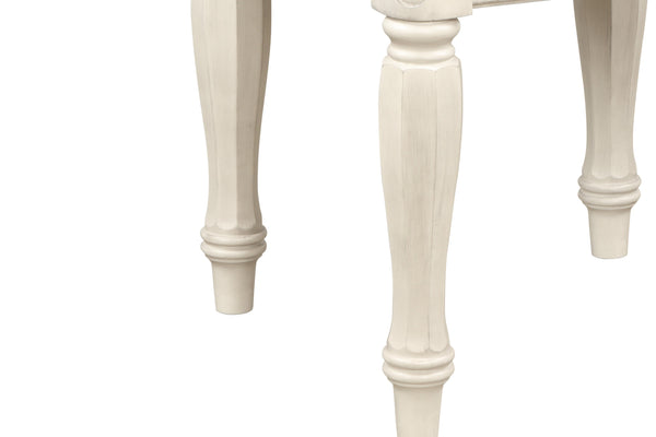 English Elm Antique Two-Tone End Table with Drawer Storage, Solid Wood & MDF Construction, Classic Design Appeal Antique White 27.75 L x 28 W x 11.75 H B2699P207128
