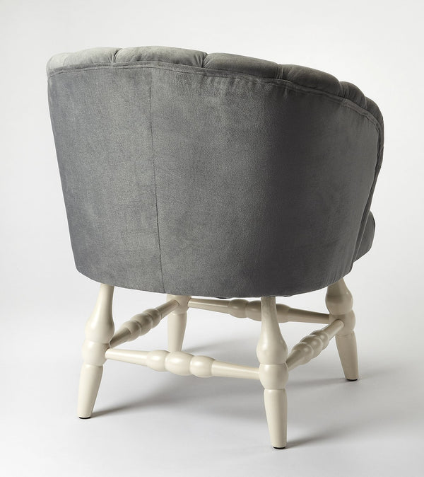 Butler Specialty Malcom Velvet Accent Chair With Curved Back And Elegant Channeled Stitching For Stylish Interiors Gray Rubberwood Solids,Pine Board,2lb. Foam,Velvet Fabric (100% Polyester) 4492288-butler