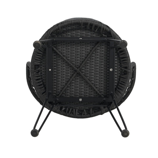 English Elm Christopher Knight Home® - TAVON Woven Rattan Dining Chairs (2-Pack) with Gray Cushions, Sturdy Iron Frame, 300 lb Capacity N762P240772E