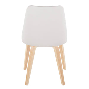 English Elm Marche Contemporary Accent Chairs Set Of 2 – Natural Wood & White Faux Leather For Modern Spaces B202S01254