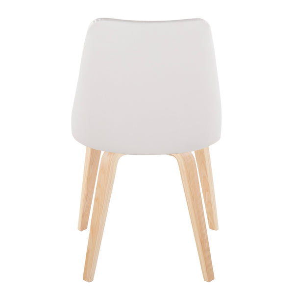 English Elm Marche Contemporary Accent Chairs Set Of 2 – Natural Wood & White Faux Leather For Modern Spaces B202S01254