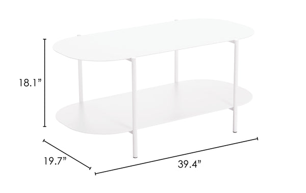 Pullman Coffee Table White 109432 Zuo Modern