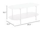 Pullman Coffee Table White 109432 Zuo Modern