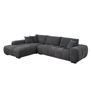 English Elm Chosen Chenille Sectional Sofa with Toss Pillows and Dual Chaises, Pocket Coil Seats, Durable Frame Gray 43 L x 81.88 W x 16.5 H B2726S00038