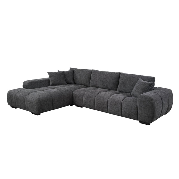 English Elm Chosen Chenille Sectional Sofa with Toss Pillows and Dual Chaises, Pocket Coil Seats, Durable Frame Gray 43 L x 81.88 W x 16.5 H B2726S00038