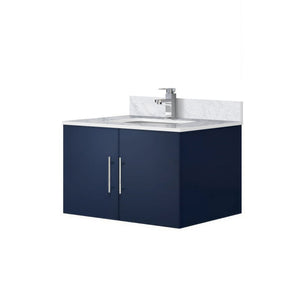 English Elm Navy 30" Bath Vanity with Carrara Marble Top, Soft-Close Storage & Chrome Faucet — Durable, Stylish B2731P258581