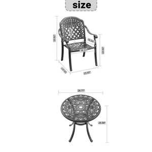 English Elm 3-Piece Cast Aluminum Patio Furniture Set With Cushions – Stylish, Space-Saving Design For Outdoor Relaxation W1710S00414