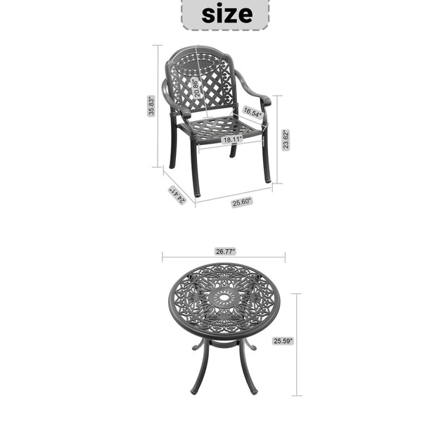 English Elm 5-piece Cast Aluminum Outdoor Dining Set Ornate Carved Frame Weatherproof Patio W1710S00537