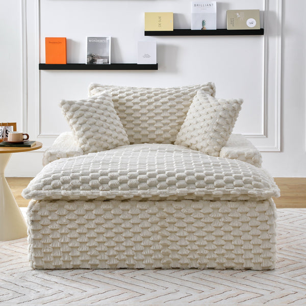 English Elm 51 Compact Comfort Sofa with Turtle Fleece, Sponge Support, Two Pillows, 400lb Capacity for Small Spaces White W3371P326404