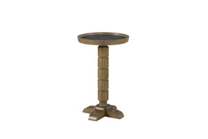 English Elm Spot Pedestal Accent Table with Turned Base and Sculpted Feet for Cozy Living Spaces Almond B2699P447489