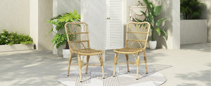 English Elm Christopher Knight Home® - Outdoor Hand-Woven PE Rattan Patio Dining Chairs Set of 2 with Iron Frame 400lb Capacity, No Assembly Required Natural N762P236148N