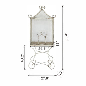 English Elm 27.6x15x66.9" Vintage Iron Greenhouse Scrollwork Frame Shabby Chic Plant Display Stand W2078P496463