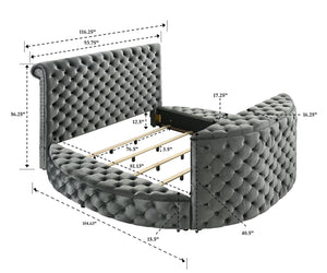 English Elm 1Pc Luxurious King Size Bed With Velvet Upholstered Headboard, Tv Lift & Electric Fireplace Features B2741S00119