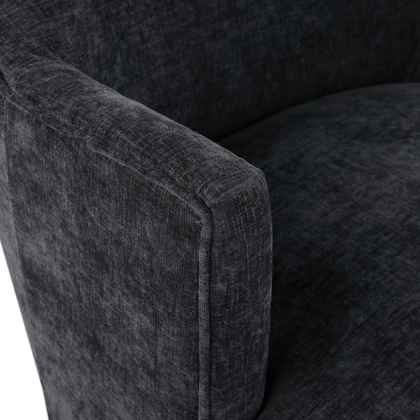 Clarita Black Chenille Fabric Swivel Accent Chair 449Black Meridian Furniture