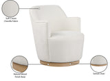 Clarita Cream Chenille Fabric Swivel Accent Chair 449Cream Meridian Furniture