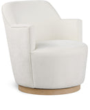 Clarita Cream Chenille Fabric Swivel Accent Chair 449Cream Meridian Furniture