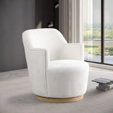 Clarita Cream Chenille Fabric Swivel Accent Chair 449Cream Meridian Furniture