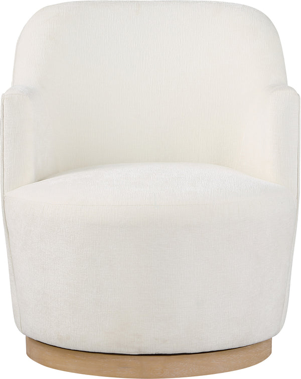 Clarita Cream Chenille Fabric Swivel Accent Chair 449Cream Meridian Furniture