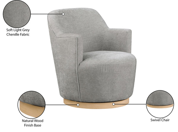 Clarita Light Grey Chenille Fabric Swivel Accent Chair 449Grey Meridian Furniture