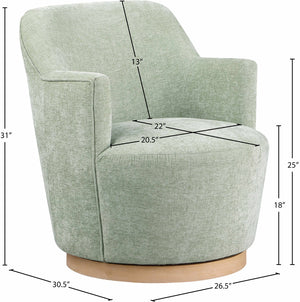 Clarita Mint Chenille Fabric Swivel Accent Chair 449Mint Meridian Furniture
