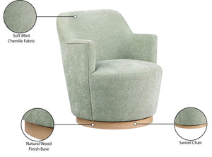 Clarita Mint Chenille Fabric Swivel Accent Chair 449Mint Meridian Furniture