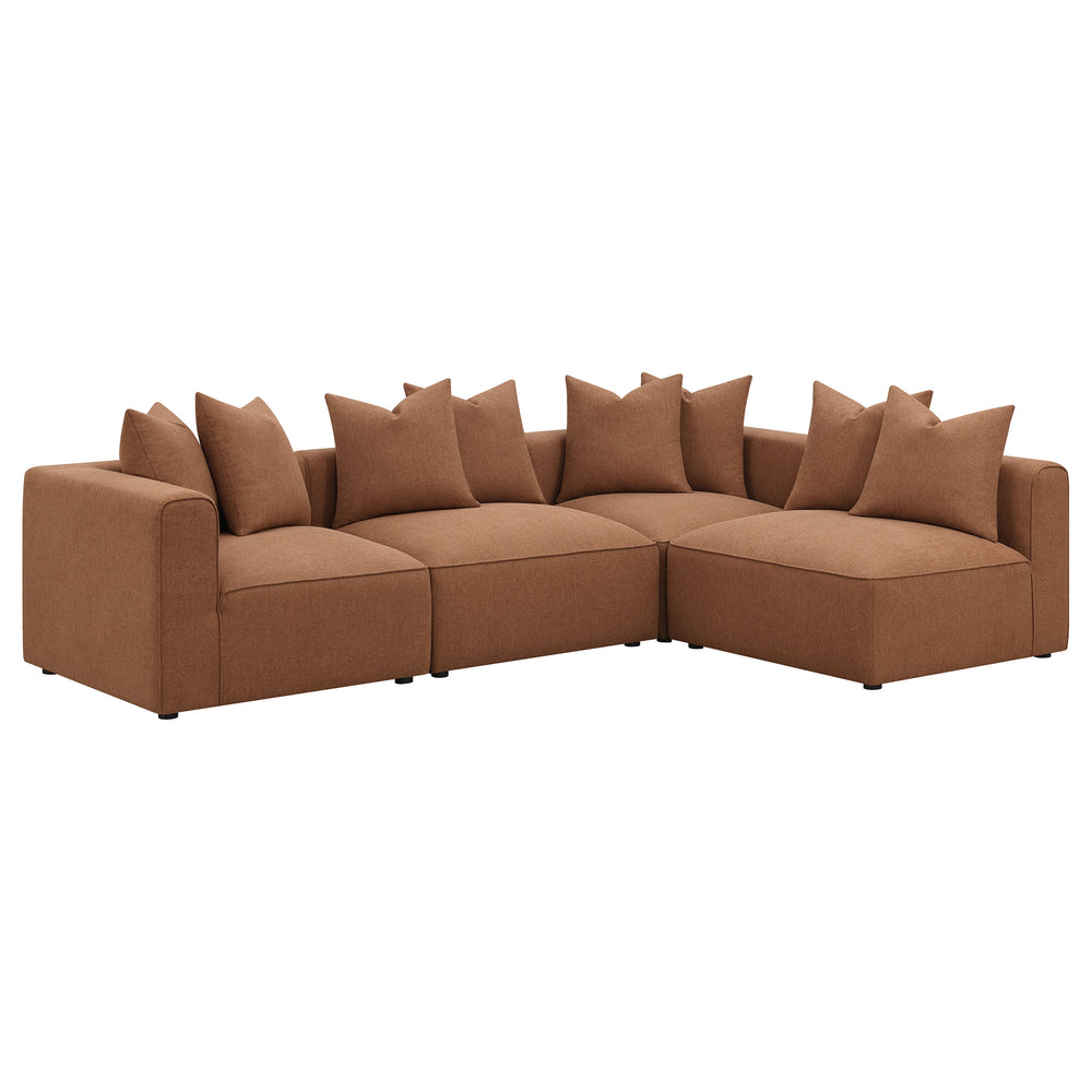 English Elm Colleen Terracotta Corner Chair With Pillows - Stylish Modular Seating For Modern Living Spaces B062P358077