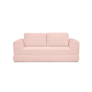 English Elm 2-in-1 Corduroy Futon Sofa Sleeper with Foam Fill and Modular Floor Profile Pink W1117P417305