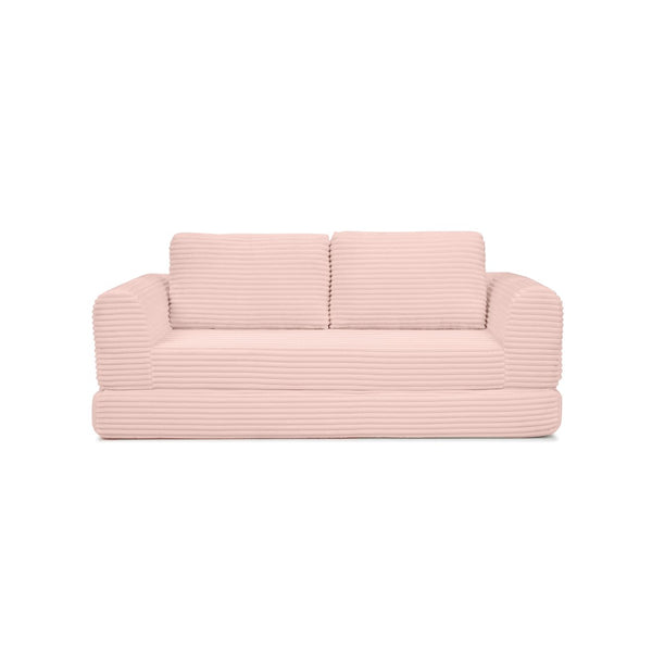 English Elm 2-in-1 Corduroy Futon Sofa Sleeper with Foam Fill and Modular Floor Profile Pink W1117P417305