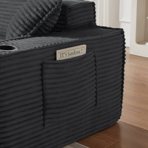 English Elm 1seater Corduroy Cloud Sofa Compact Pocket Spring Chair for Studio Apartment Office Dark Gray W3396P434746