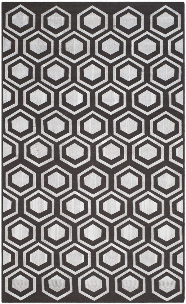 Safavieh Kilim 629 Hand Woven Flat Weave with embroidery  Rug Charcoal KLM629C-4