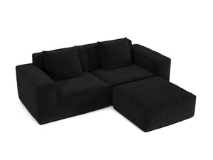 English Elm Modular Modular Sofa: Versatile Oversized Sofa Bed With Soft Corduroy Velvet, Footrest & Cozy Pillows - Black W3147S00023
