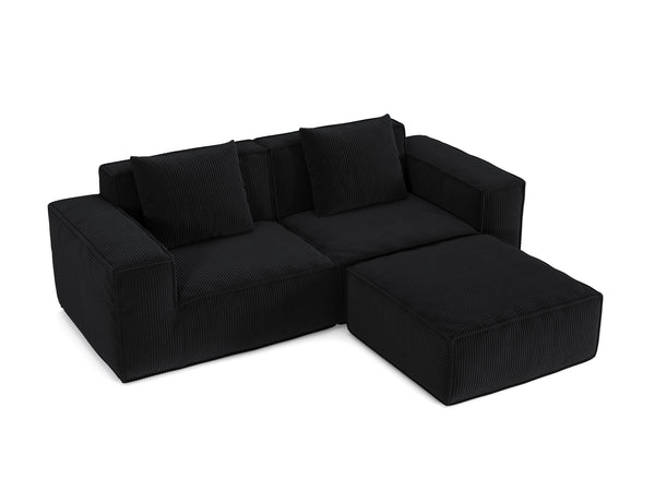 English Elm Modular Modular Sofa: Versatile Oversized Sofa Bed With Soft Corduroy Velvet, Footrest & Cozy Pillows - Black W3147S00023
