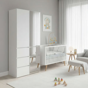 English Elm Elise Modular Wood Closet System with Mirror — White Melamine Durable Design, Ample Storage, Easy Assembly B040S00120