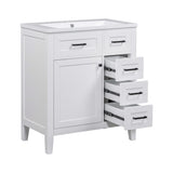 English Elm 30" Bathroom Vanity With Sink Combo, White Bathroom Cabinet With Drawers, Solid Frame and Mdf Board (Old Sku:N725S999222K)