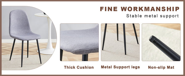 English Elm Table and Chair Set Adjustable Height Mdf Wood Grain Top with Four Linen Dining Chairs Black,Light Gray,Natural Wood W1151S03769