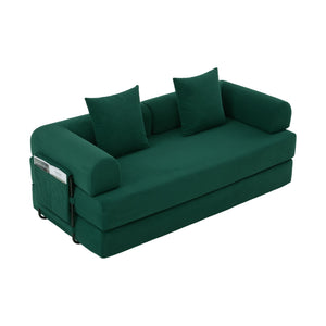 English Elm UNITED modular foldable sofa with metal frame, corduroy upholstery, side pocket & quick assembly convenience Emerald W1568P375638