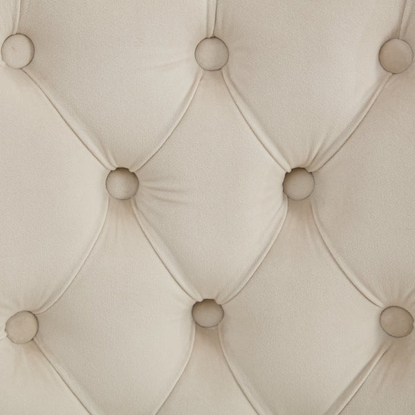 English Elm Velvet Hand-Tufted Dining Chair with Solid Wood Handles and Curved Legs, Vintage Copper Accents Beige W1143P338140