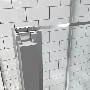 English Elm 54" Pivot Shower Door Clear Tempered Glass Chrome Hardware Reversible Alcove Fit W637P184674