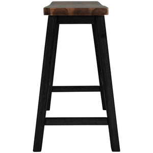 English Elm TOPMAX Rustic 2-Piece Counter Height Wood Stools for Small Spaces, Walnut & Black, Durable 300lb Capacity N717P202397B