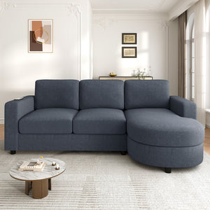 English Elm Modern Sectional Sofa - Stylish L-Shaped Couch With Curved Chaise, Usb Ports & Storage For Comfort N719S002170C
