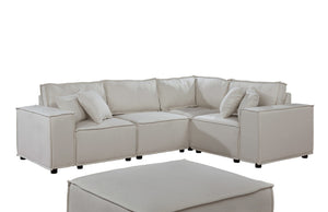 English Elm Milano Modular Sectional Sofa with Ottoman Linen Upholstery European Low Profile B2749S00077