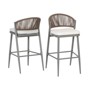 English Elm Christopher Knight Home® - Outdoor 30.25" Height Barstools Set Of 2 - Stylish Metal Frame With Scallop Backrest & Cushions N772P245120G