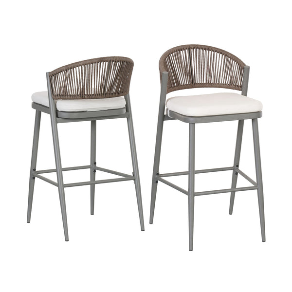 English Elm Christopher Knight Home® - Outdoor 30.25" Height Barstools Set Of 2 - Stylish Metal Frame With Scallop Backrest & Cushions N772P245120G