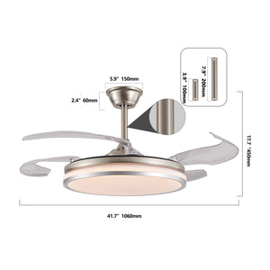 English Elm 42 Inch Modern Led Ceiling Fan With Remote, Retractable Blades, 6 Speed, Silent Dc Motor For Any Room W2312P374996
