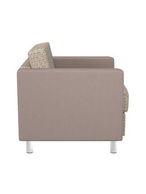 OSP Home Furnishings Pacific Vinyl Club Armchair with Chrome Legs for Modern Living Room Lounge Seating Luna Stratus PAC51-K100/R103