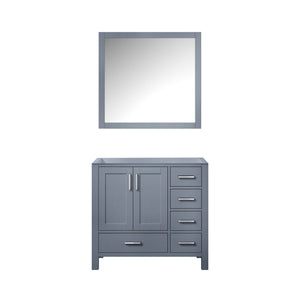 English Elm Dark Grey 36in Bath Vanity w/ Left Offset Sink, 5 Drawers + Cabinet, Mirror Included (34x32) B2731S00508